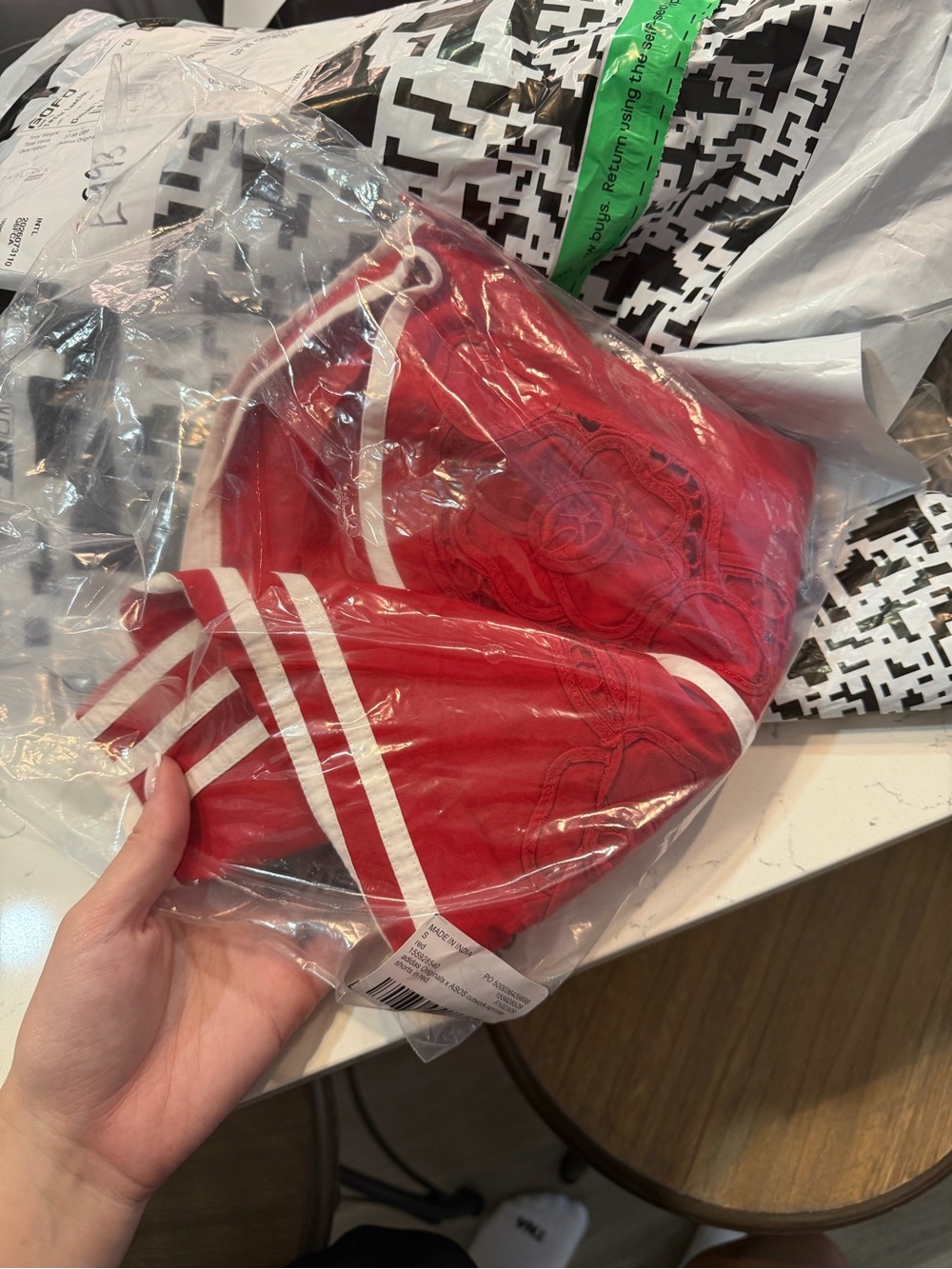 adidas x ASOS cutwork sprinter shorts in red - Picture 2 of 5